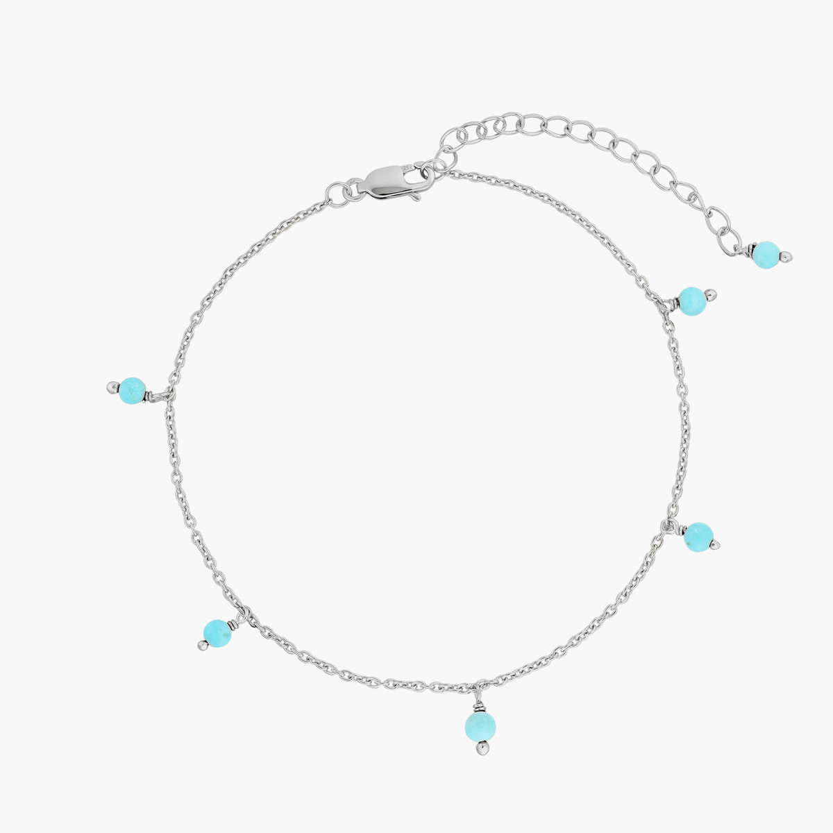 Strieborný členkový náramok Gem Droplet - tyrkys - Indira