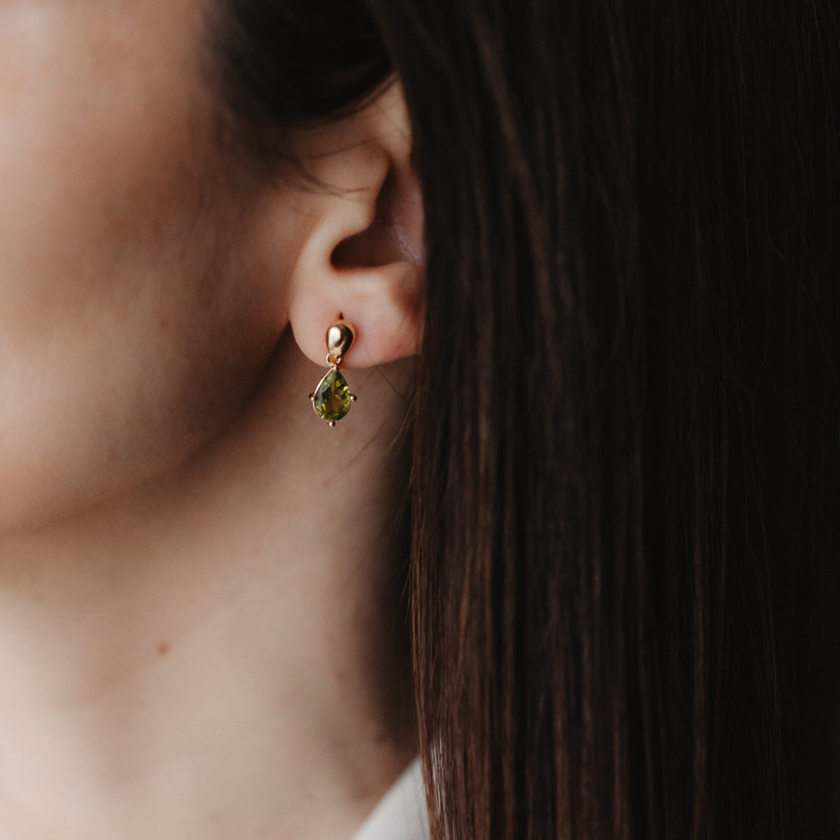 Cercei din argint Golden Kaylee - Peridot - Indira