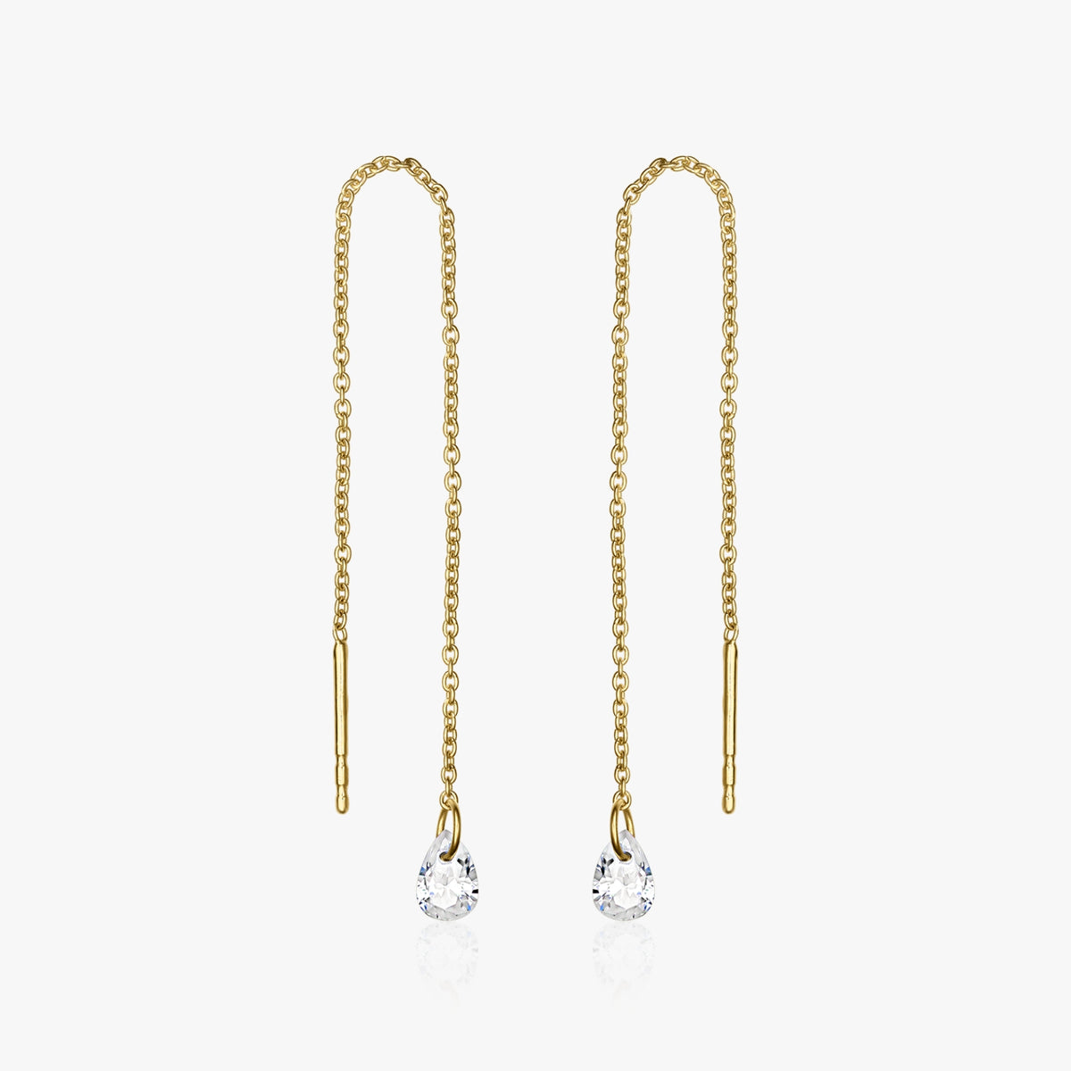 Cercei din argint Golden Solitaire - Zirconiu - Indira