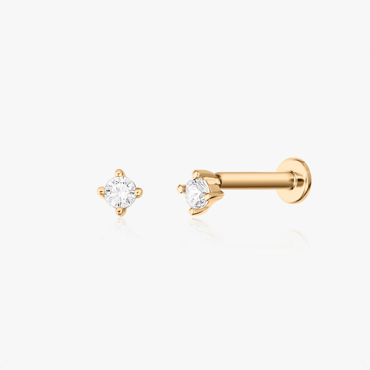 Cercei piercing labret din aur galben Simple Shine - Zirconiu