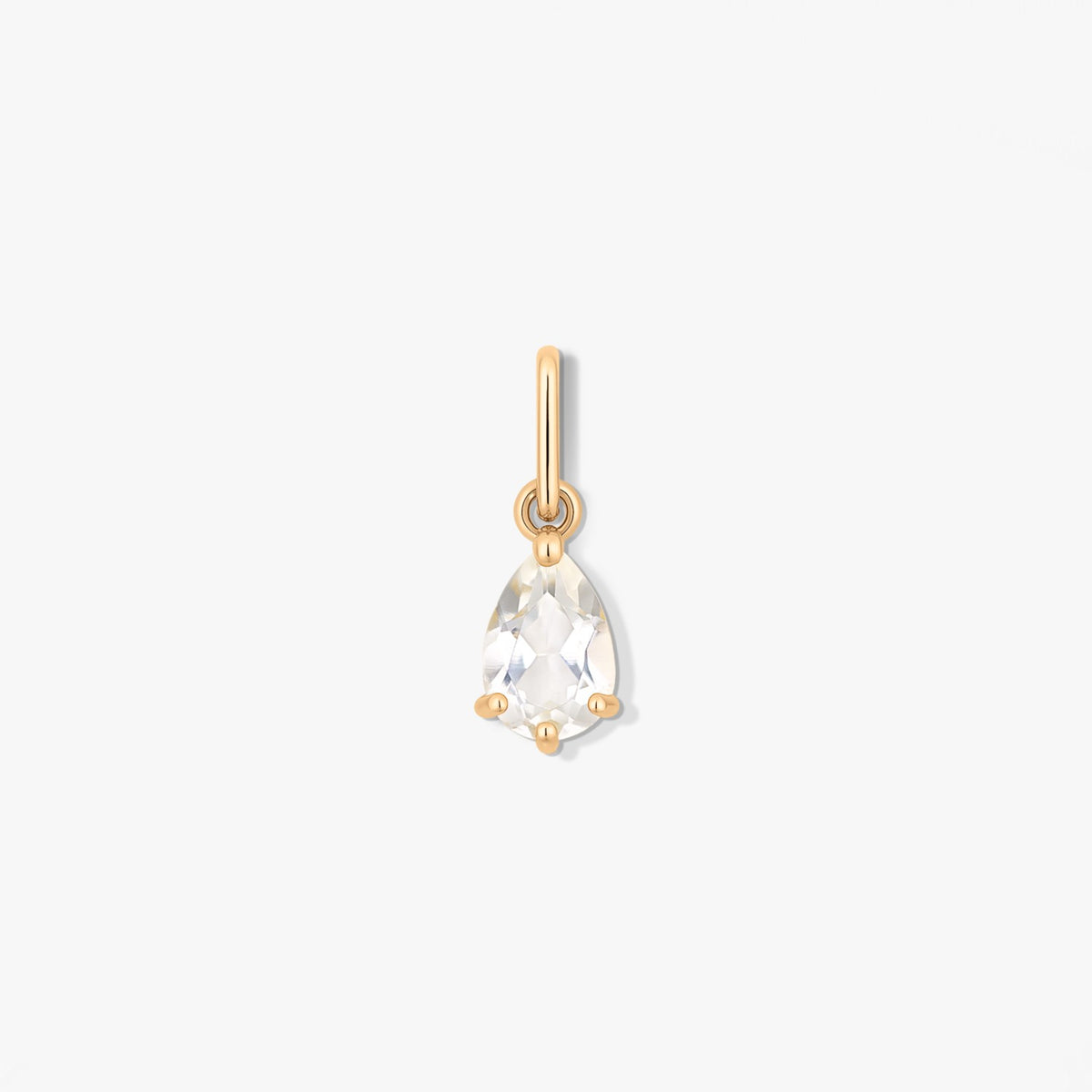 Pandantiv din aur Birthstone April - Topaz Alb