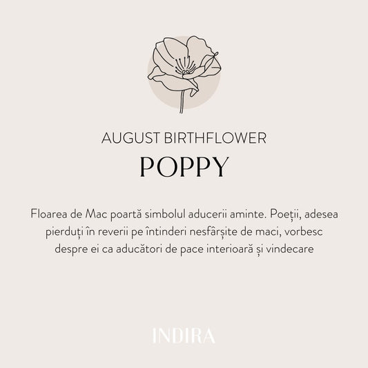 Colier din argint Birth Flower Silver - August Poppy - Indira