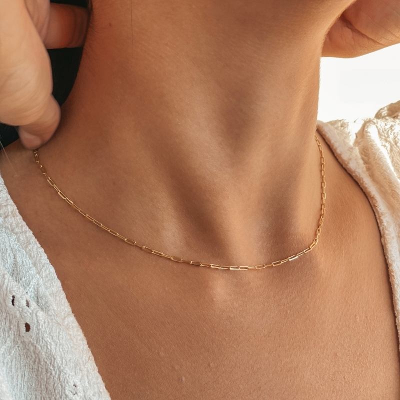 Strieborný choker náhrdelník Golden Paperclip - Indira