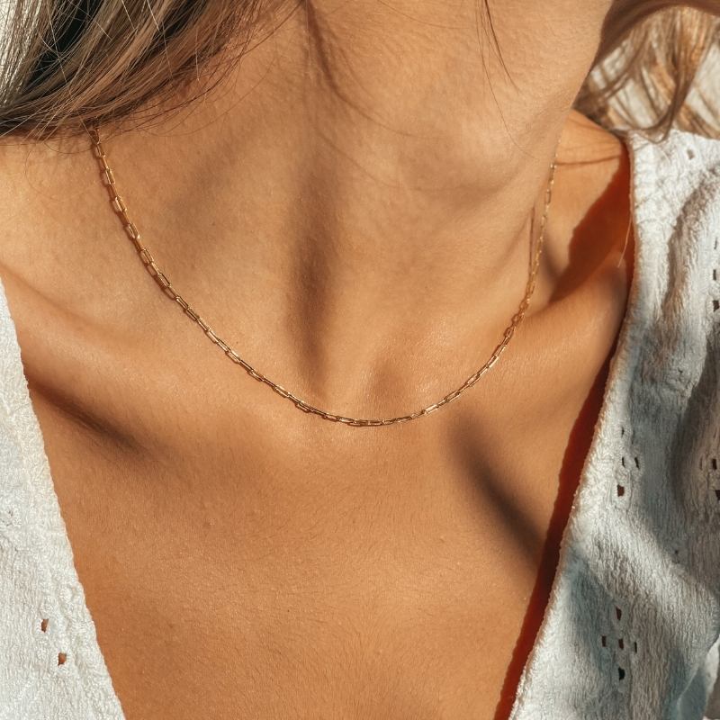 Strieborný náhrdelník typu choker Golden Paperclip - Indira