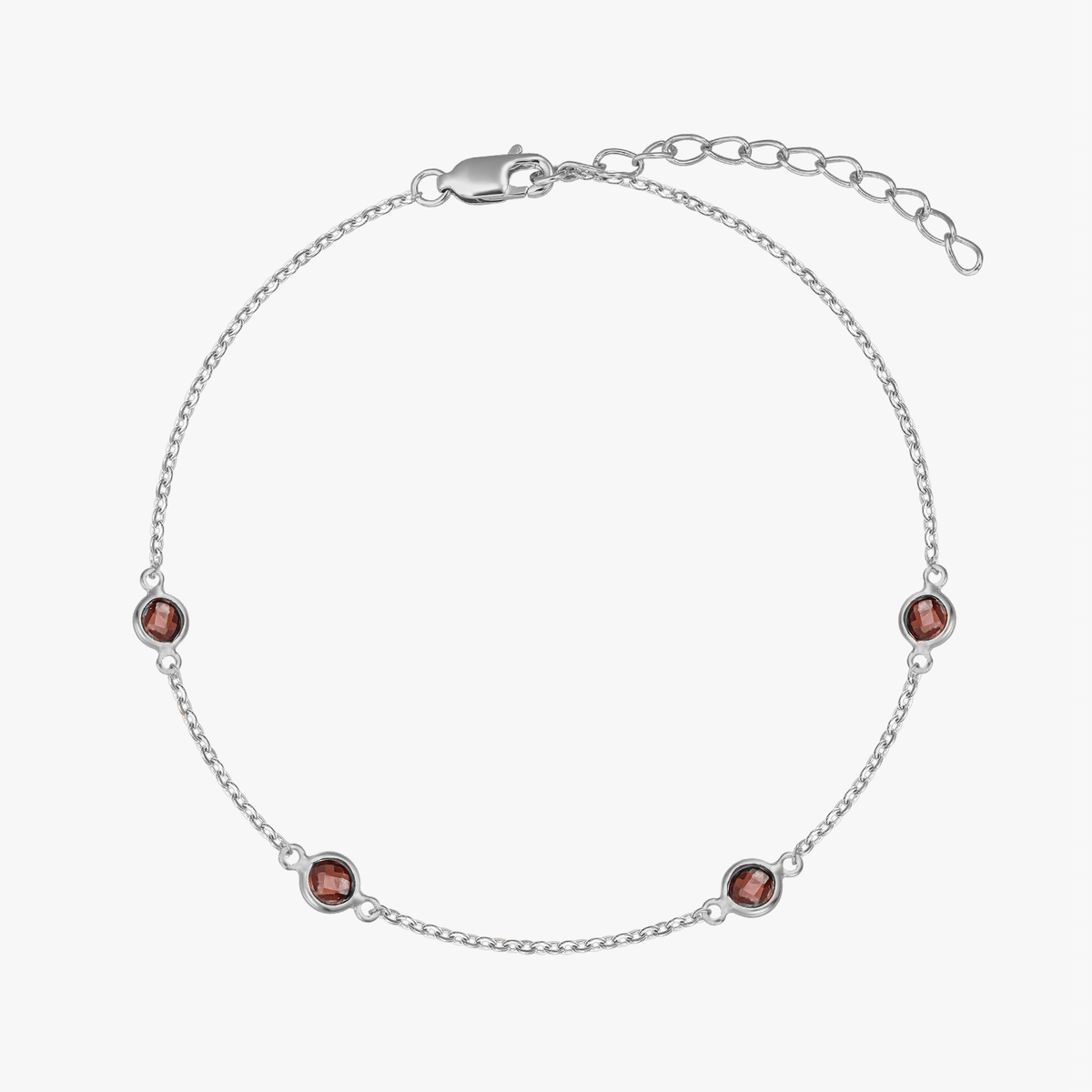 Strieborný náramok Kameň narodenia Január - Granát - Indira
