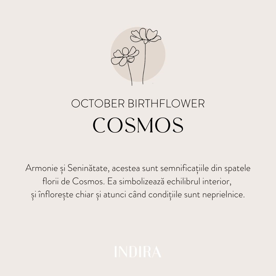 Brățară șnur din argint Golden Birth Flower - October Cosmos - Indira