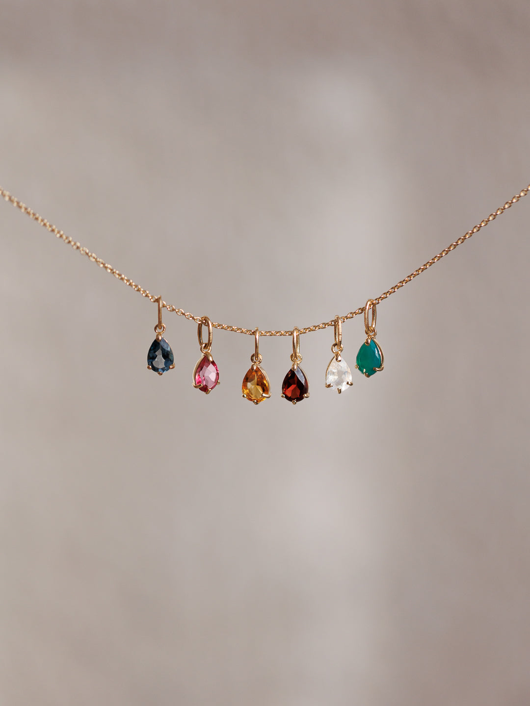 Pandantiv din aur Birthstone October - Topaz Roz