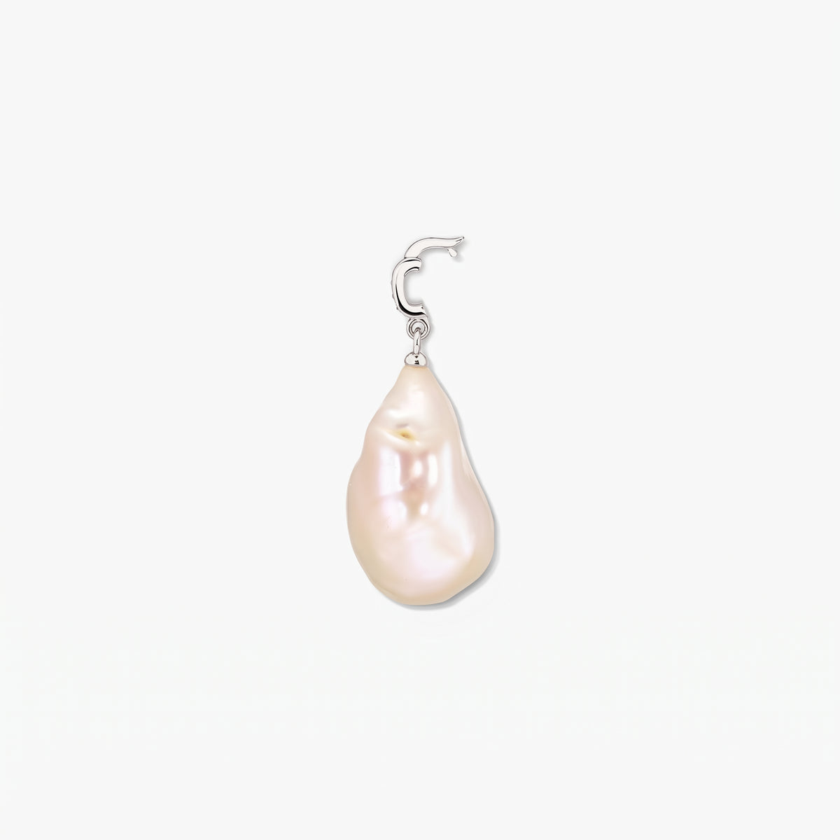 Baroque pearl pendant with a rhodium‑plated 925 silver bail and white zirconia detail on a white background.