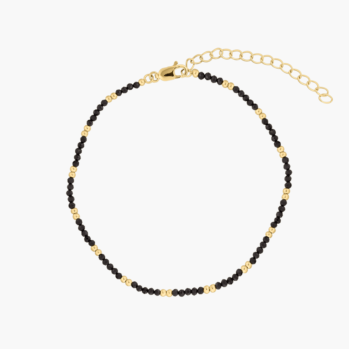 Strieborný členkový náramok Golden Summerscape - Black Spinel - Indira
