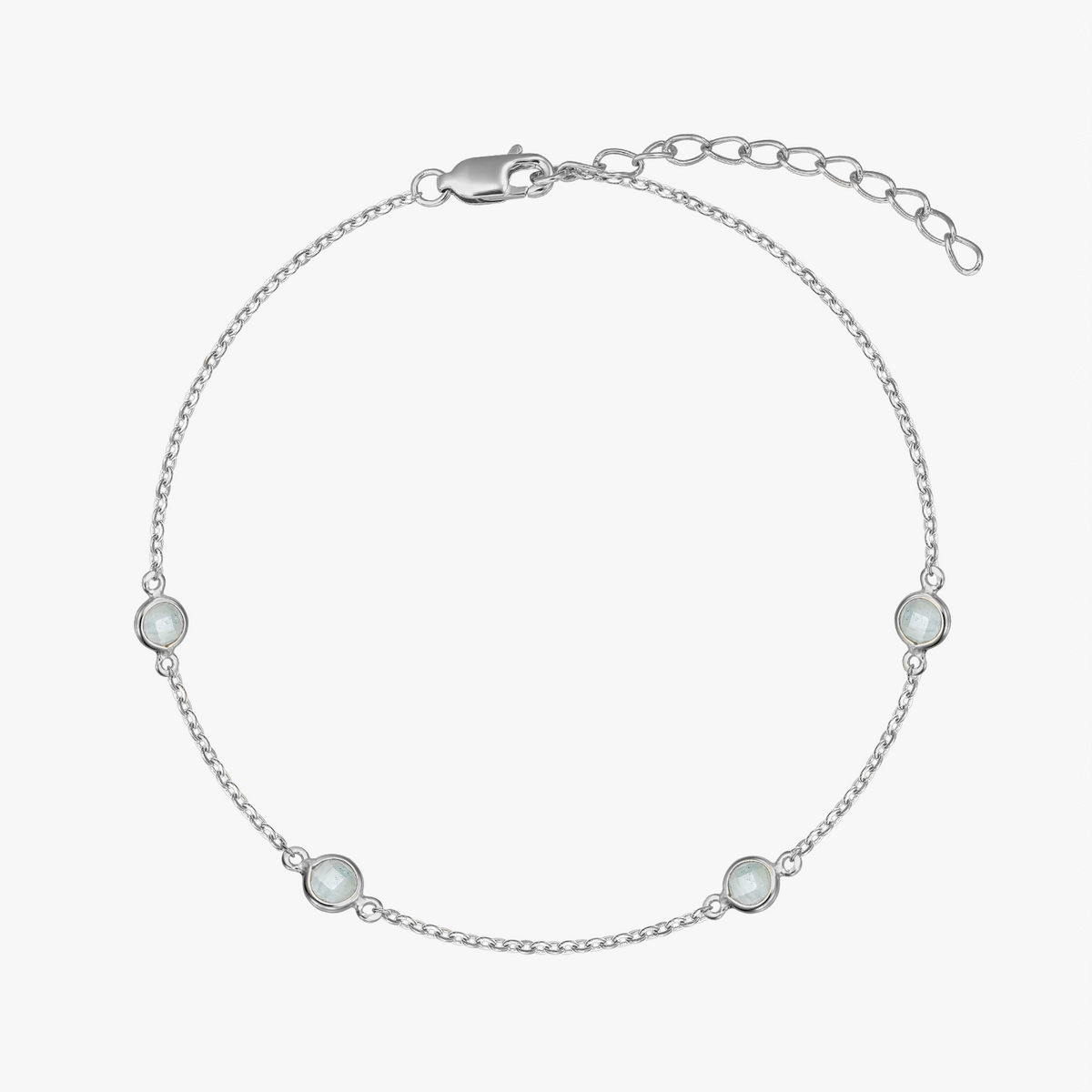Strieborný náramok Birthstone March - Akvamarín - Indira