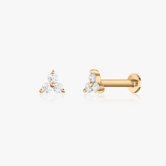 Cercei piercing labret din aur galben Petals - Zirconiu