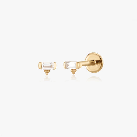Cercei piercing labret din aur galben Shine - Zirconiu