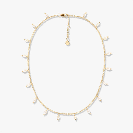 Colier din argint Golden Pearl Drops - Perle de Cultură
