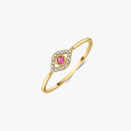Inel din aur galben Protective Eye – Topaz Roz, Zirconiu - Indira