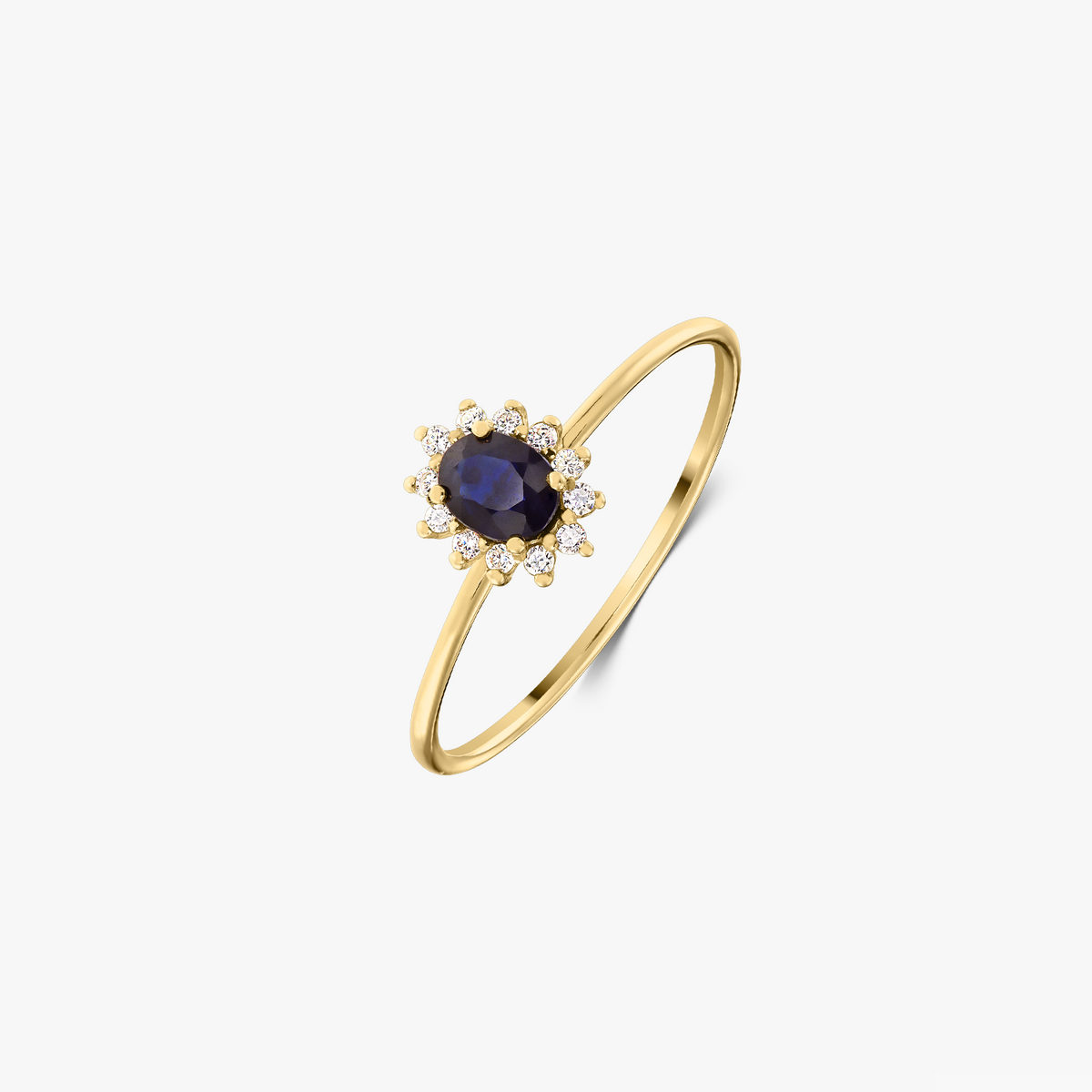Inel din aur galben Genn - Safir și Diamante
