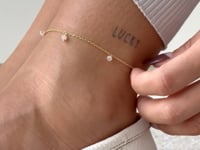 Brățara de picior din argint Golden Gem Droplet - Piatra Lunii