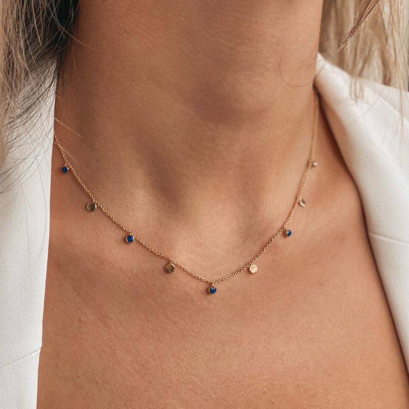 Strieborný náhrdelník Golden Noora - Lapis Lazuli - Indira