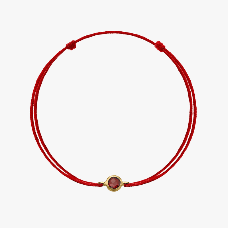 Strieborný šnúrkový náramok Birthstone Golden - január - granát - Indira