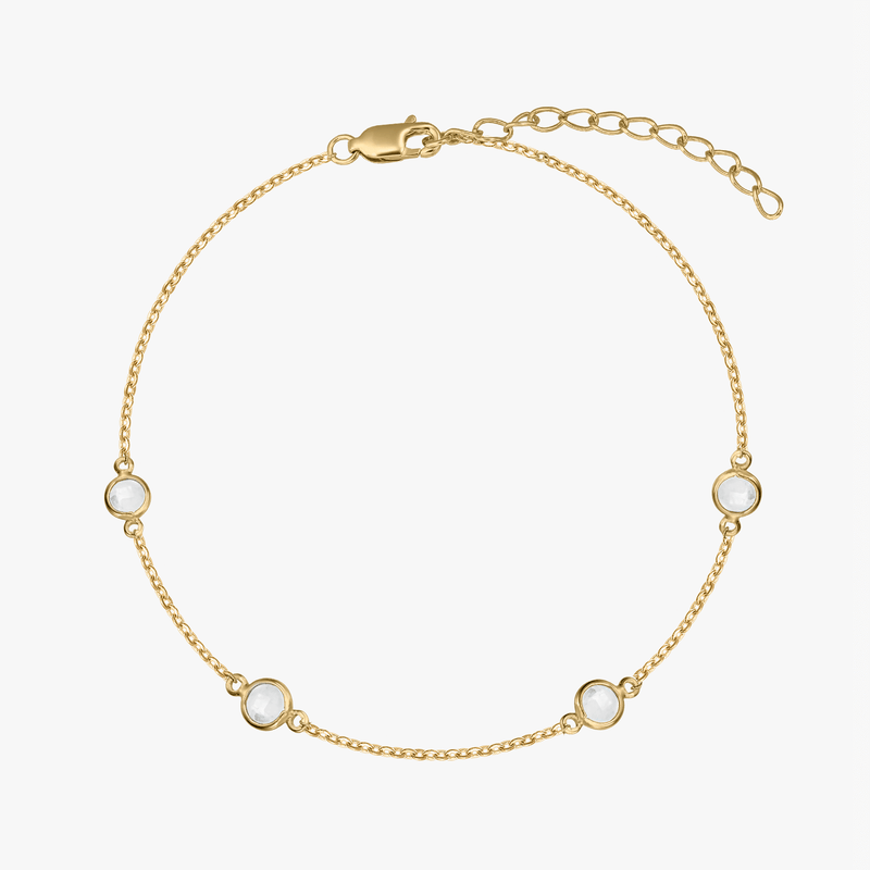 Strieborný náramok Birthstone Golden April - Biely topás - Indira