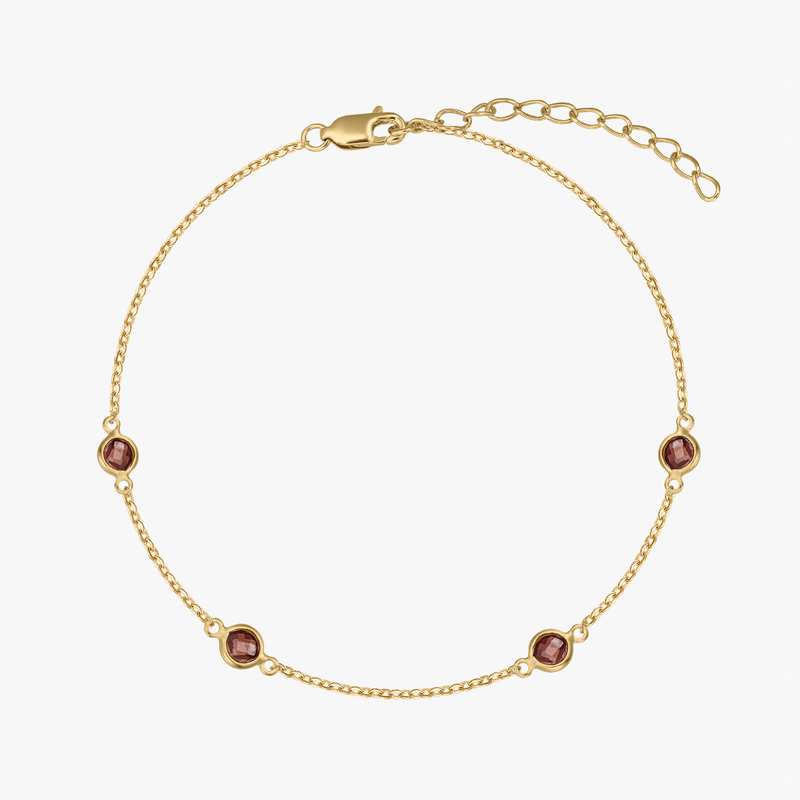 Strieborný náramok Birthstone Golden January - Granát - Indira
