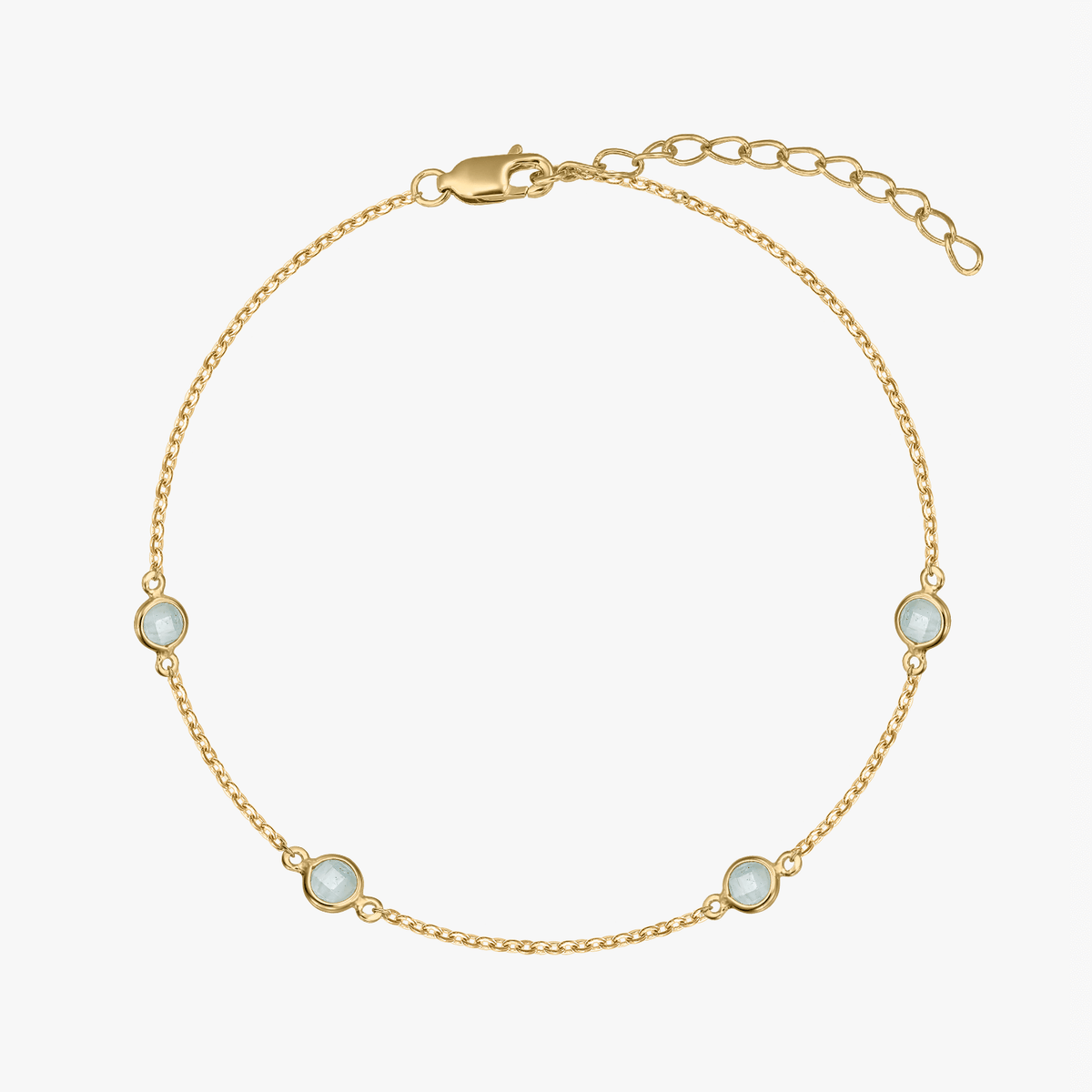 Strieborný náramok Birthstone Golden March - akvamarín - Indira