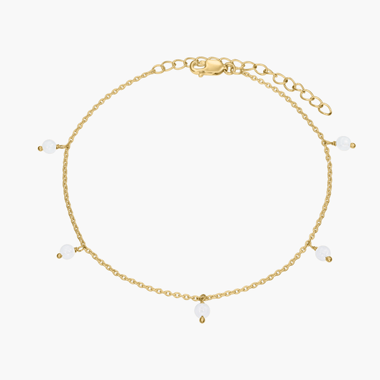 Brățara de picior din argint Golden Gem Droplet - Piatra Lunii - Indira