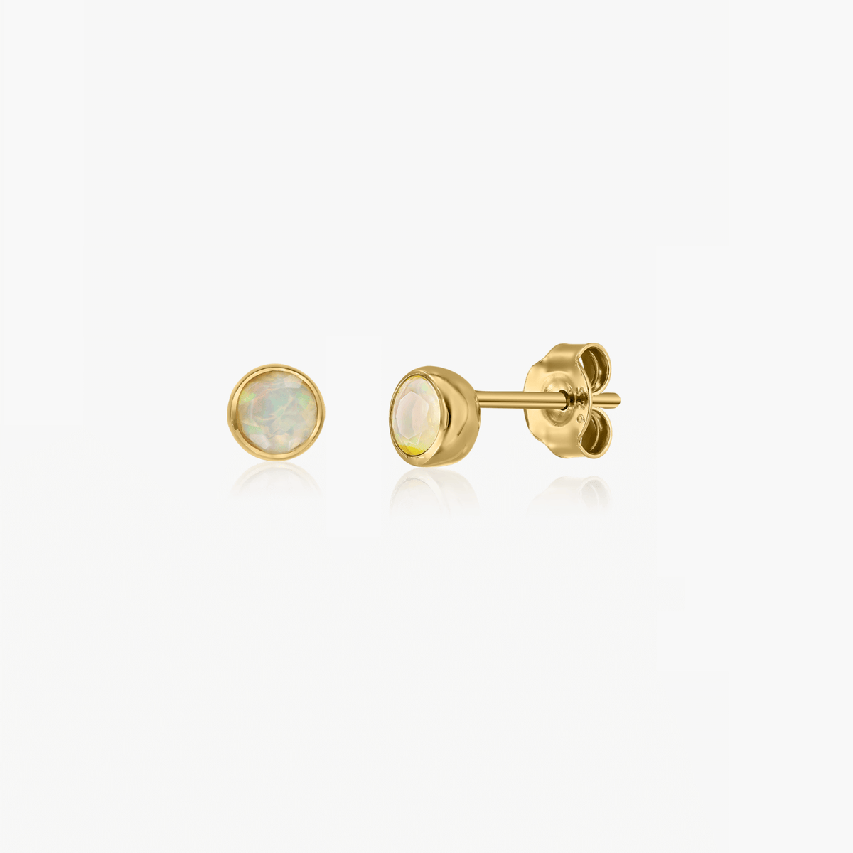 Strieborné náušnice Birthstone Golden October - Opál - Indira