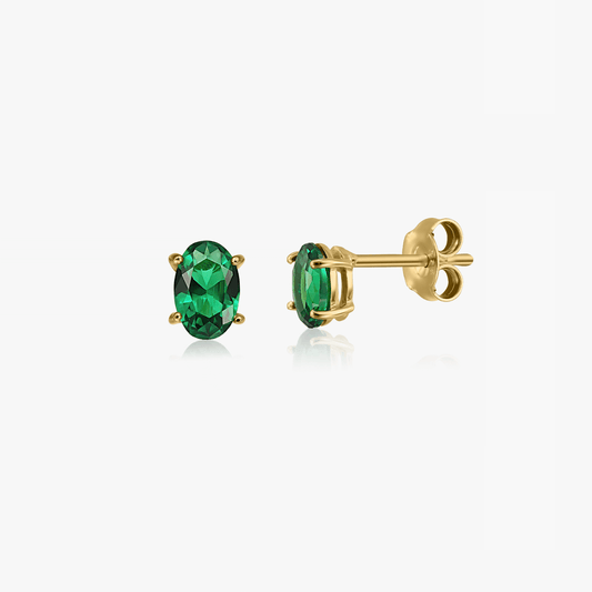 Cercei din argint Golden Reina - Zirconiu Verde - Indira