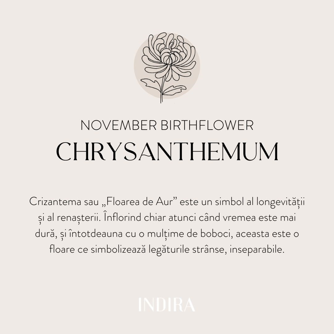 Brățară șnur din argint Golden BirthFlower - November Chrysanthemum - Indira