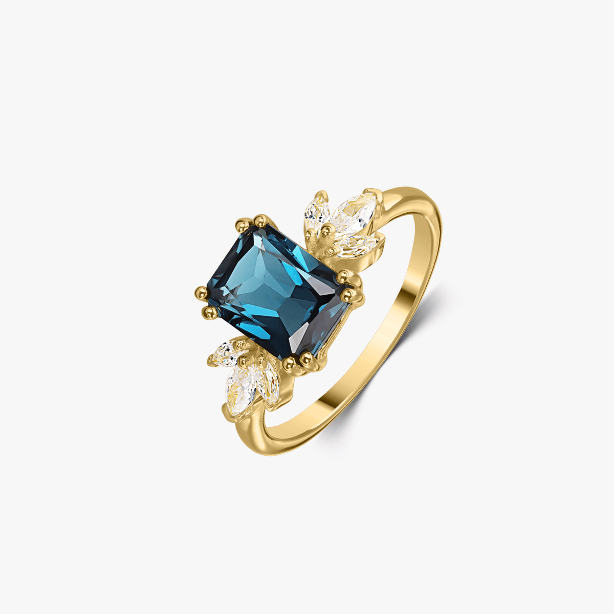 Strieborný prsteň Golden Faerie - Topaz Blue London - Indira