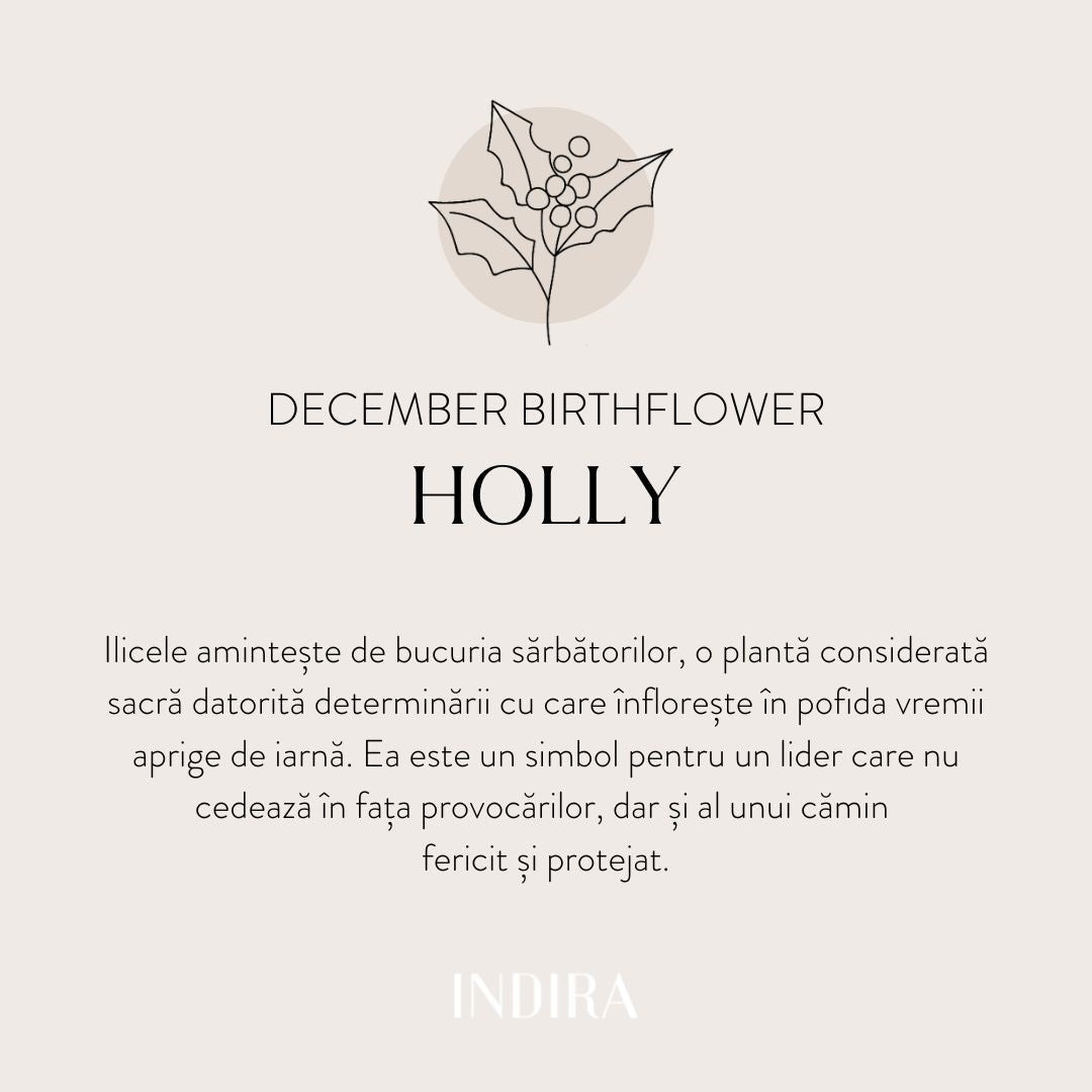 Brățară șnur din argint Golden BirthFlower - December Holly - Indira