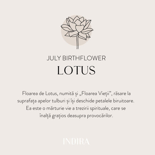 Brățară șnur din aur alb Birth Flower - July Lotus - Indira