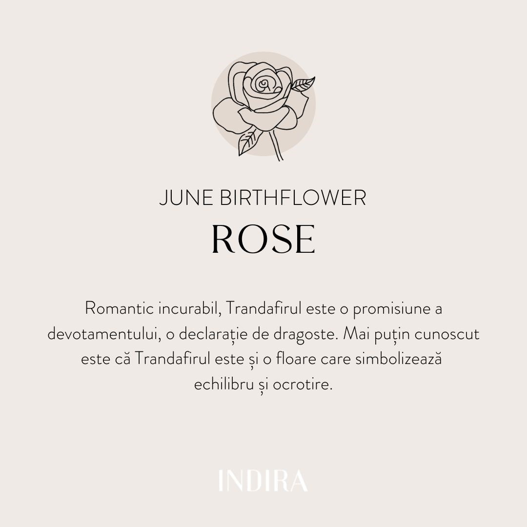 Brățară șnur din argint Golden Birth Flower - June Rose - Indira