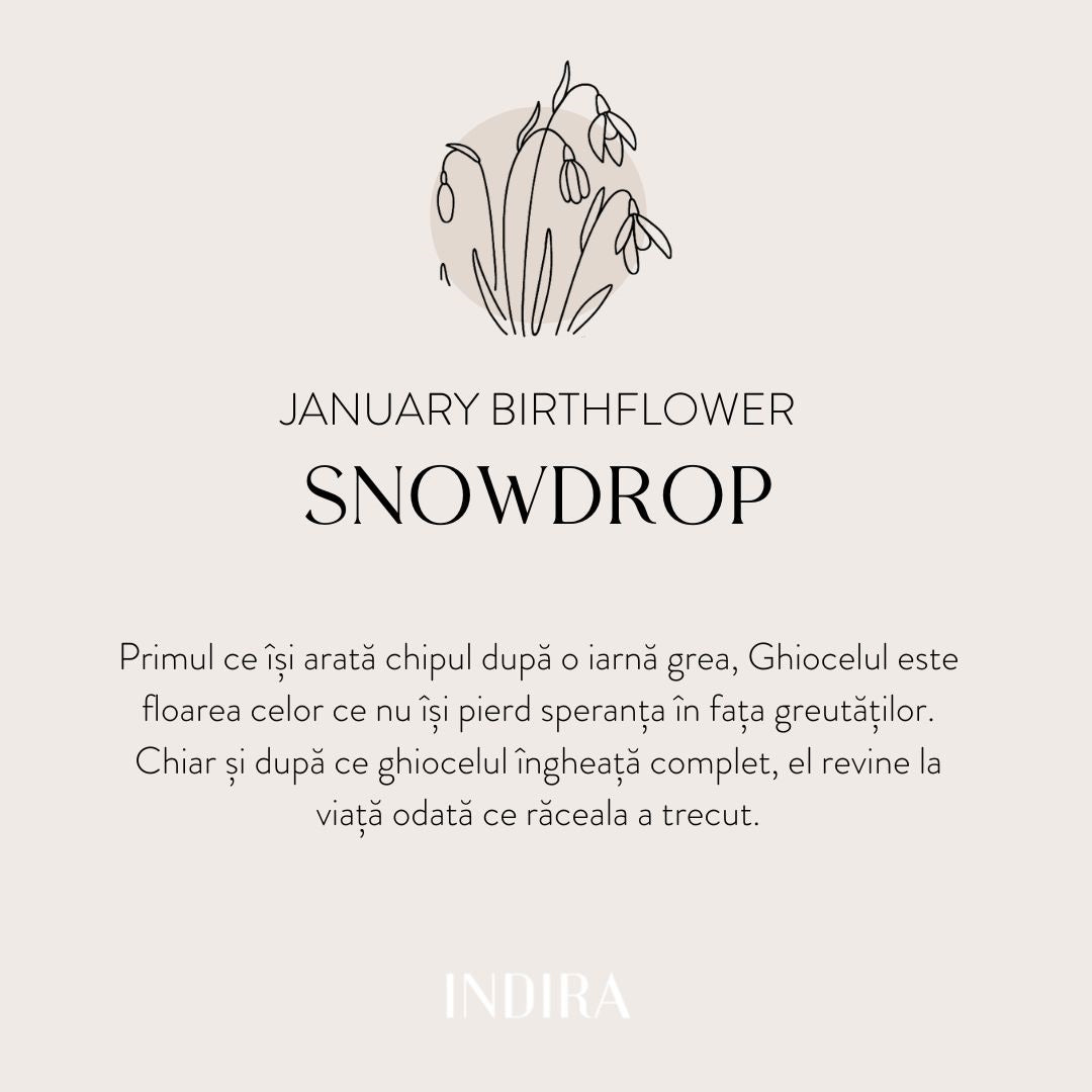 Brățară șnur din argint Golden Birth Flower - January Snowdrop - Indira